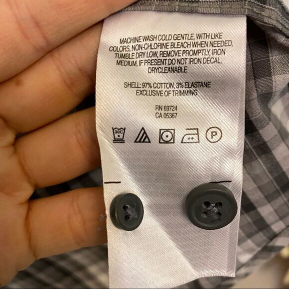 Columbia mens Black and white plaid long sleeve button down Shirt-Large - Picture 6 of 8